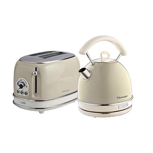 Ariete ARPK10 - Juego de hervidor de agua y tostadora de 2 rebanadas, diseño vintage, color beige