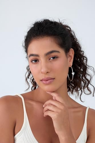 Large Gold Hoop Earrings for Women 14k Gold Plated with 925 Sterling Silver Post Big Open Hoops Earrings Trendy Cubic Zirconia Heart Hoop Earrings Jewelry Gifts for Women4