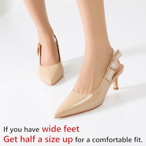 Image of RIBONGZ Sexy Slingback Pumps Elegant Dressy Heels for Women Closed Toe Pointy High Heels Wedding Bride Prom Party Evening Shoes