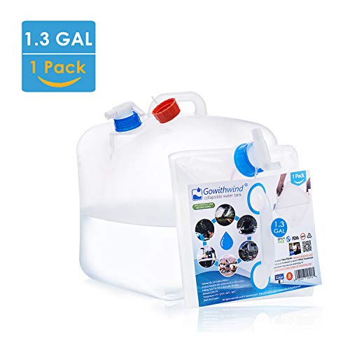 Gowithwind 1.3 Gallon Collapsible Water Container with Spigot,FDA BPA Free Portable Water Carrier