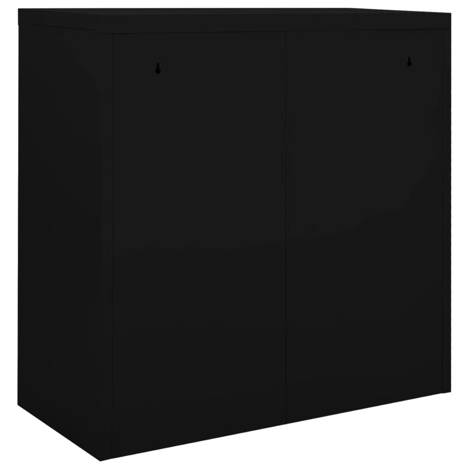 Armoire de Bureau Porte coulissante Casier de Bureau Métallique Meuble de Rangement pour Atelier ou Garage Classeur Verouillable Armoire Porte coulissante Acier-Noir-90x40x90cm-3