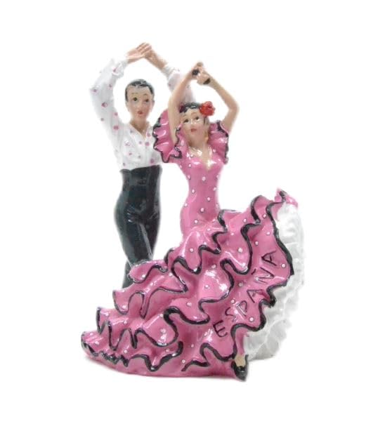 Z&H Figurine décorative de danseurs de flamenco, statuette en résine, rose et blanche