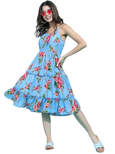 Image of Tokyo Talkies Women's Sleeveless Straight Neck Printed Dresses | Stylish Dresses | Casual Dresses