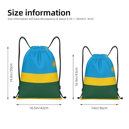 Medium Lightweight Drawstring Bags â€“ Gym Flag of Rwanda Print Backpack Bag for Sports, Yoga, Travel & Hiking â€“ Adjustable4