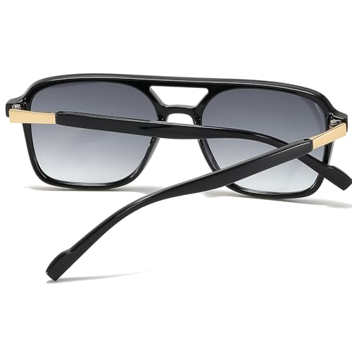Image of Retro Aviator Rectangle Sunglasses for Women Men Unisex UV400 Protection Lightweight Frame Trendy Sun Glasses