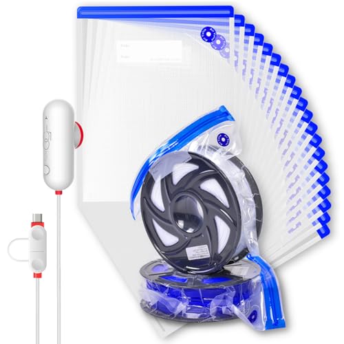 Vacbird Vakuum-Filament-Kit (30 × 34 cm) mit USB-Pumpe & 20 Beuteln – Wiederverwendbar | Staub- & Feuchtigkeitsschutz | Versiegelt alle Filament-Spulen (PLA/ABS/TPU)