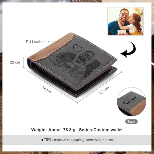 Nameinhea Custom Wallets for Men Personalized Photo Wallet for Men Engraved Wallets Personalized Gifts for Husband Son, Dad Gifts for Fathers Day (Custom Wallet -1)2