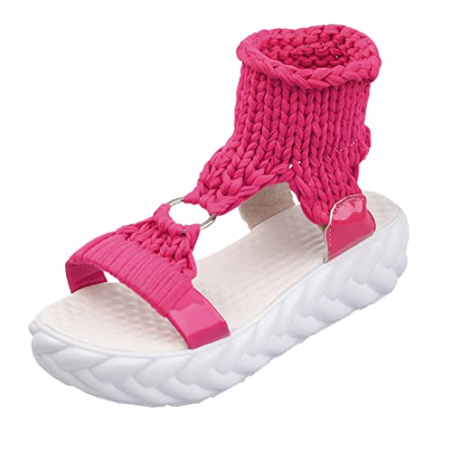 ZTFYKLIN Sandalias Deportivas De Mujer Zapatos Fashion Fondo Causal Espesas Plataformas Mujeres Femeninas Zapatillas (Hot Pink, 37) Barefoot Verano Talla 43 Anchas Andar Sandalia Elegantes Cuñas
