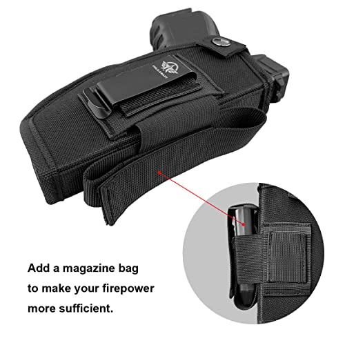 IWB/OWB Pistol Holsters Fit:Glock 19 17 26 43/G2C G3C/Sig P320/M&P 9mm 40/45/380 /Security 9/Hellcat (Black, Right/Left Hand Draw (IWB/OWB) with Mag Pouch)