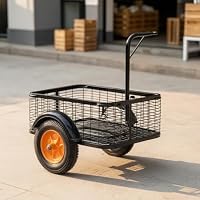STSFXIF Fahrradanhänger Lastenanhänger Transportanhänger Gepäckanhänger mit Drahtkorb Einfache Pflege Sicheres Verstauen mit Handgriff Und Radachse für, Einfacher Netz-Fahrradanhänger – Ansicht 5