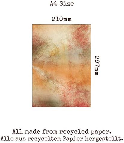 60 Sheets (6 Designs, 10 of Each) x A4 Vintage Parchment Paper from from Recycled Paper (80 GSM)