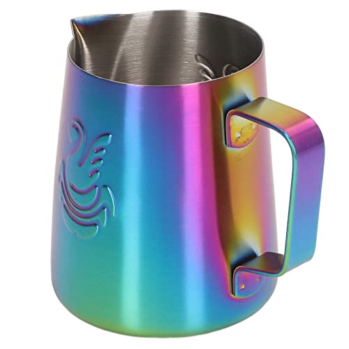 Akozon Jarra Latte Art de Acero Inoxidable de 380 Ml con Pico, Diseño de Cisne único, de Colores Brillantes, Perfecta para Amantes del café y Baristas (COLORFUL)