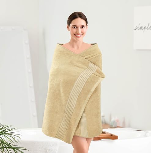 Image of Utopia Towels Luxurious Bath Towels Set, 27 x 54 Inches 100% Ring Spun Cotton, 4 Pack Beige
