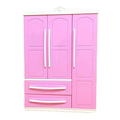 Dreitüriger Moderner Kleiderschrank Für Spielset Für Barbi Möbel Platz Für Schuhe Kleidungsaccessoires Mit Ankleiden Sicherheitsaugen Augäpfel Füllung Für Kuscheltiere Häkel Fotokabine 3