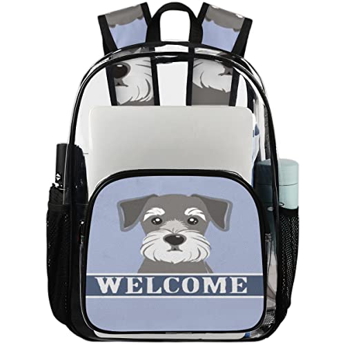 Sac à dos transparent Schnauzer L avec poches imprimées et sangle confort