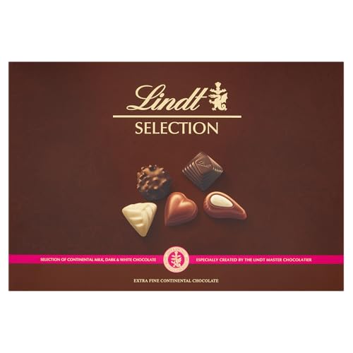 Lindt Selection Extra Fine Continental Chocolate Box Extra Large - 40 Assorted Milk Dark and White Chocolates 427g - Gift Present or Sharing Box - Birthday Celebrations Congratulations Thank you