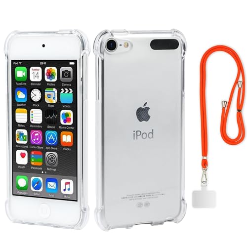 Baeruuss for iPod Touch 5 6 7 Case with Universal Phone Lanyard,Clear Transparent Slim Shockproof Soft TPU iPod Case Cover for iPod Touch 6/7th (Clear Corner)