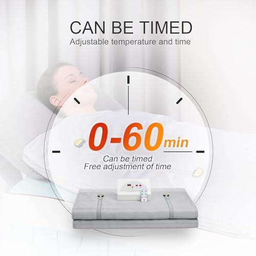 VAYOTOY Infrarot-Saunadecke 2 Zone Digital Heim Saunadecke Professionel Detox Therapie Sauna Tragbare Oxford-Saunadecke mit 4 Sicherheitsschutz für heißes Schwitzen, Entspannung, Detox (Silber)