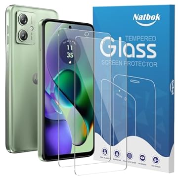Natbok Pacote com 2 protetores de tela compatíveis com Motorola Moto G54/G54 Power 5G/Moto G14/Moto E15/G05, filme de vidro temperado de cobertura total 9H, HD transparente, resistente a arranhões,