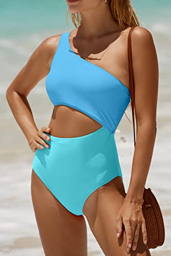 Image of Women's One Piece Swimsuit- One Shoulder Bathing Suit Cutout Tummy Control Swimwear