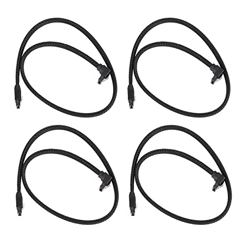 CRAKES 4X 50CM 3.0 III 3 7ピンデータケーブル直角6Gb / s SSDケーブルHDDハードディスクデータコード、ナイロンスリーブ付き(ブラック)