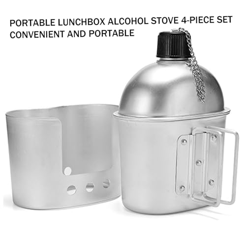 Vistnale Cantimplora Militar Kit, Metal de Aluminio 850ml con Taza y Estufa, Set Completo de Cantimploras para Camping, Senderismo y Aventuras al Aire Libre miniatura 2