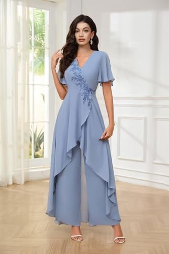 TIANMEI Mother of The Bride Pant Suits for Wedding 2 Pieces Chiffon Pantsuits for Wedding Guest Jumpsuit for Women2