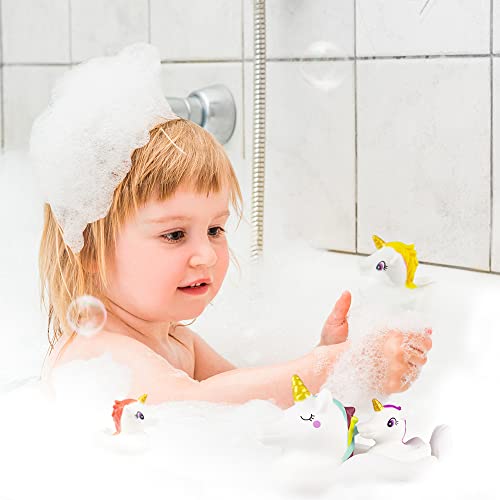 Woby Baby Bath Toys Cute Unicorn Spray Toys Bathroom Rubber Floating Bathtub Squirt Toys For Toddlers Infants 6-12 Months Girl Ideal Gifts Value Pack 4Pcs Set #TOP4