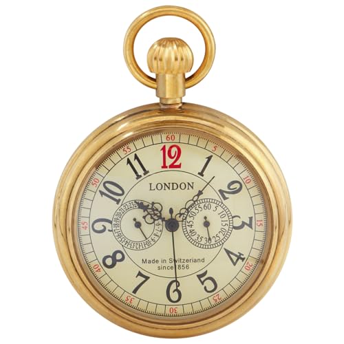 Tiong Relógio masculino vintage de cobre, aço inoxidável, design londrino, mecânico, gravado, à mão,