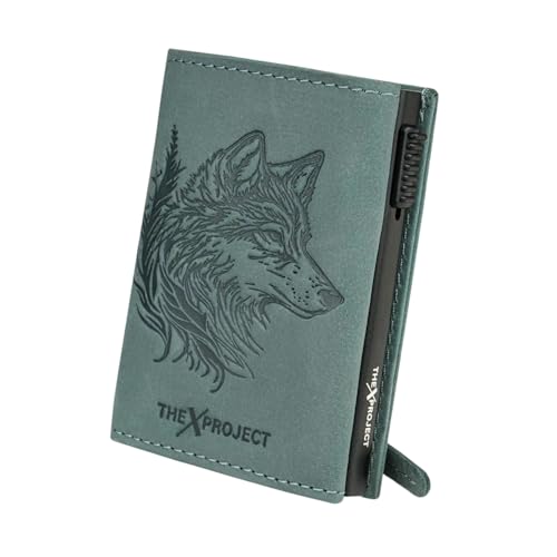 Image of The X Project FrostWolf Trifold Wallet | Premium Genuine Leather | Aluminium Cardholder | Side Slide Pop-Up Card Ejector | Carry Up to 6 Cards and 1 Slot for Carrying Cash & Folded Bills (Blue)