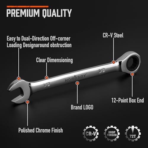 Image of HORUSDY 20-Piece Ratcheting Wrench Set, SAE and Metric, Ratchet Wrench Set, They roll up neatly in an organizer box for storage in