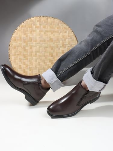 Image of Carlton London Men's Chelsea Ziper Comfortable and stylish boot with Round Toe for Casual and Party Use