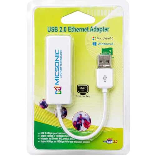 Image of USB 2.0 to Ethernet Adapter, RJ45 LAN Network Adapter, 10 /100Mbps, Plug & Play for Laptop, PC, Windows, Mac OS