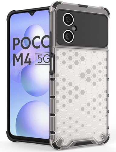 Image of Prime Retail Hard PC Back Case Cover for Poco M4 5G Anti Slip Ultra Thin Shockproof Reinforced Corners (Polycarbonate|Transparent)