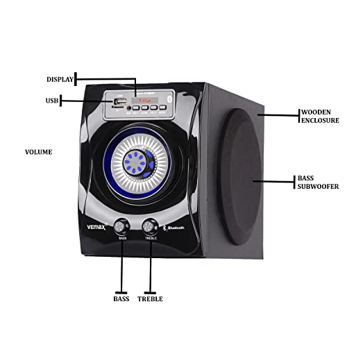 Image of Vemax Venus 7.1 Bluetooth Multimedia Home Theater System with FM, AUX, USB, Bass & Treble Control (Black)