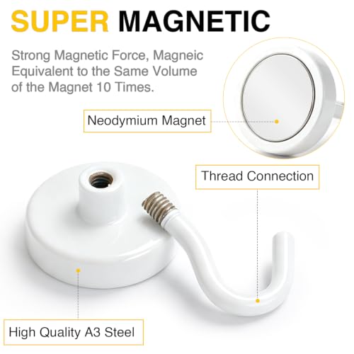 Image of DIYMAG Magnetic Hooks 20pcs 85lbs Cruise Essentials 2026 Magnet Hook White
