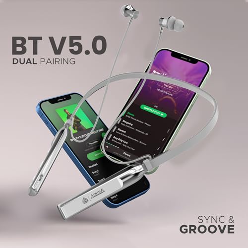 Image of AROMA NB119 Tune Upto 48 Hours Playtime*, Fast Charging, Dual Pairing, Bluetooth Neckband