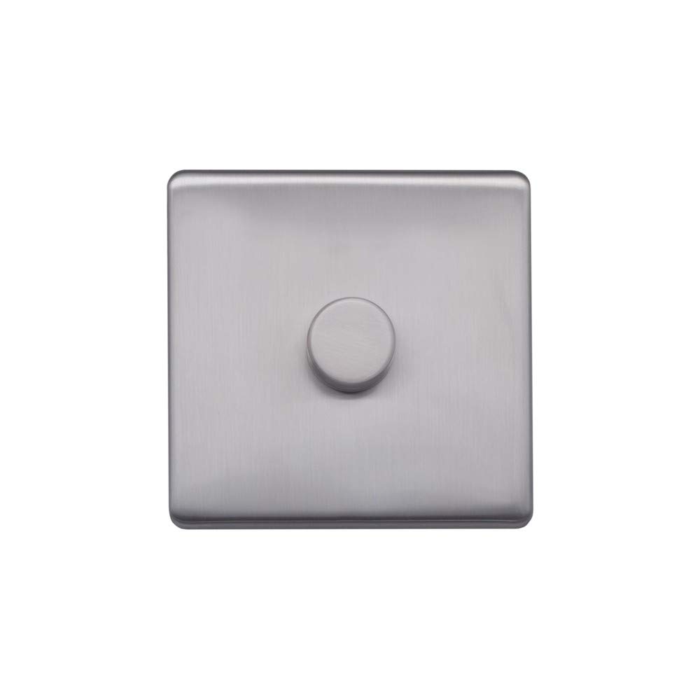 Lieber Black Brushed Chrome 1 Gang 2 -Way Intelligent Dimmer 100W Led (250W Halogen/Incandescent) - Size: 86Mm X 86Mm X 2.95 Mm
