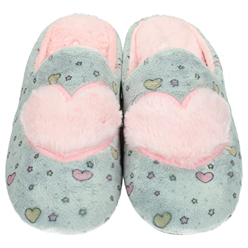 Chaussures maison fille 36 - Chaussons pantoufles motif coeur gris rose confort