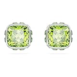 Swarovski Birthstone stud earrings, Square cut, August, Green, Rhodium Finished Swarovski Birthstone stud earrings, Square cut, August, Green, Rhodium Finished