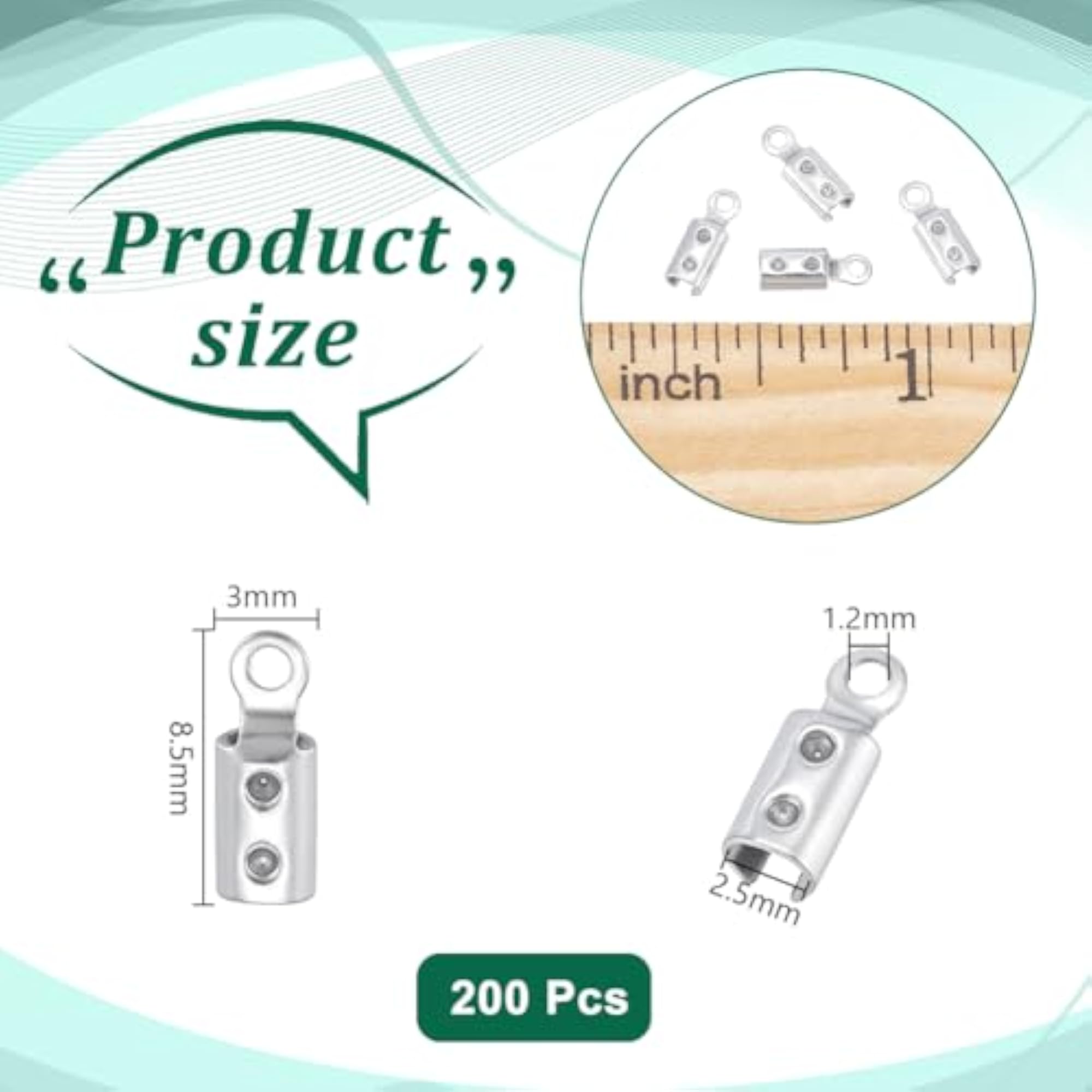 300 Pcs Stainless Steel Folding Crimp Ends, Clamp Tips