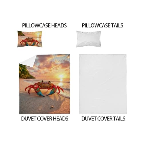 Parure de lit crabe coucher de soleil 135x200 microfibre imprimé 3D - 5
