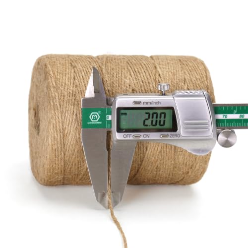 Image of KINGLAKE Natural Jute Twine String - 984 Feet 2mm Twine String for Crafts | Jute Rope Twine for Gift Wrapping Christmas Packing Arts Decoration Wedding Gardening