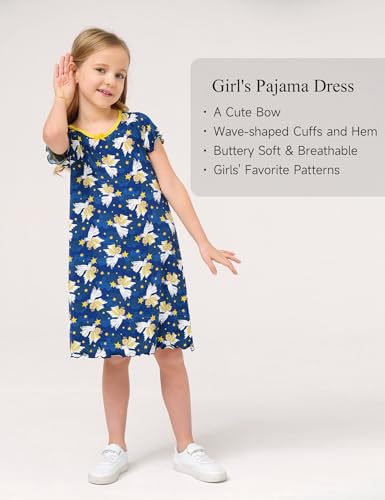 Bamboo Viscose Girls Nightgowns Short Sleeve Soft Pajama Dress for Girls2