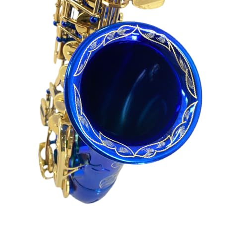 Image of Beginner Alto Saxophone, E Flat - Complete Starter Kit with Case & 10 Reeds, for Adults & Students, Easy to Play for School Band & Practice (Blue)