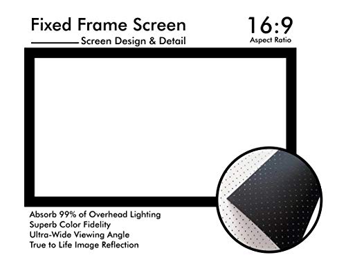 Image of Big VUE 133 Inches Fixed Frame Projector Screen 16:9 Diagonal Active 3D 4K Ultra Hd Projector Screen for Classroom, Office & Home Theater (133 Inch, White Perforated)