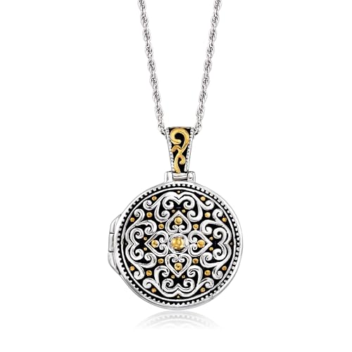 Ross-Simons Two-Tone Sterling Silver Bali-Style Locket Necklace. 18 inches - Main Image