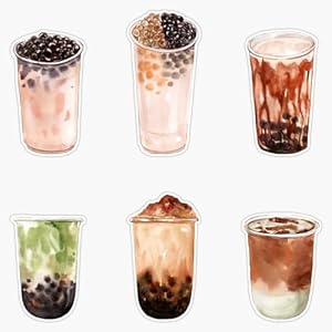 Bubble Boba Milk Tea Set Sticker Decal 5″