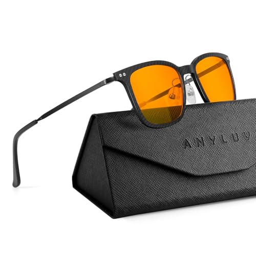 Image of Blue Light Glasses Men, Stylish Square Carbon Fiber Eyewear, Anti Eyestrain, Lightweight Mens Computer Gaming Glasses