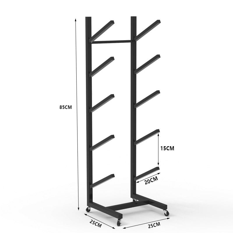 Estante de almacenamiento de metal para snowboard, soporte de piso de 5 niveles con ruedas giratorias para ahorrar espacio en garaje, tienda y gimnasio en casa